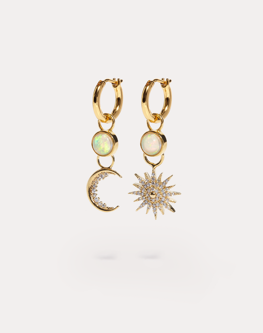 Small Hoop and Baroque Charm Gold Earring Set - Olivia & Pearl